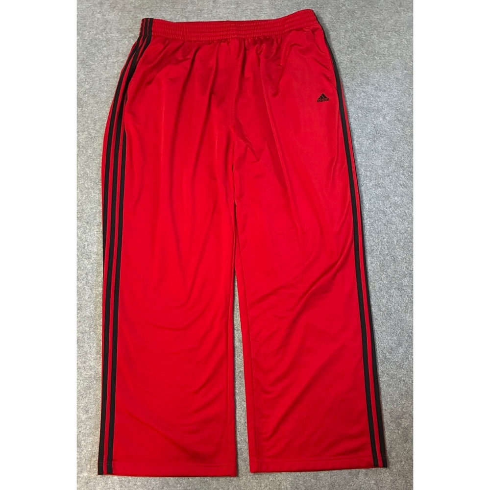 Vintage Y2K Adidas Mens 3XL Track Suit Pants Red Black 3 Stripes Sweatpants